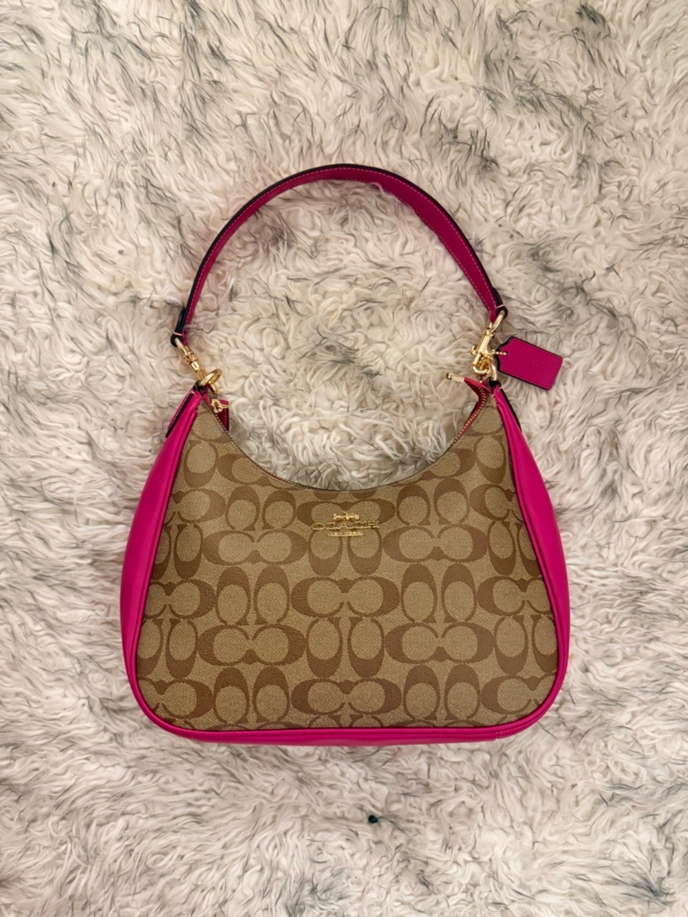Coach Teri Hobo Signature Canvas Bag - Fuchsia